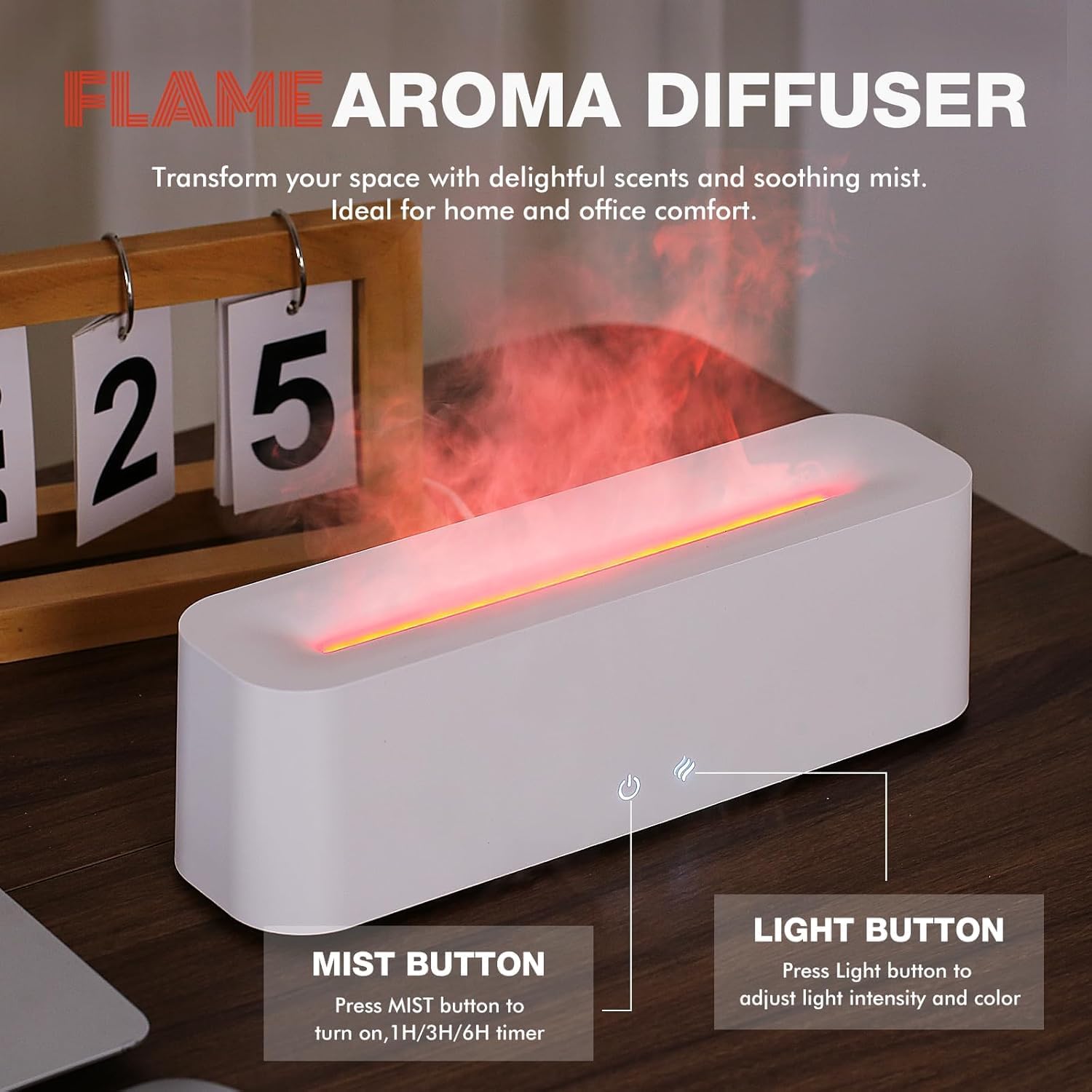 ClocTeck 380ml Flame Essential Oil Diffuser feature view 5