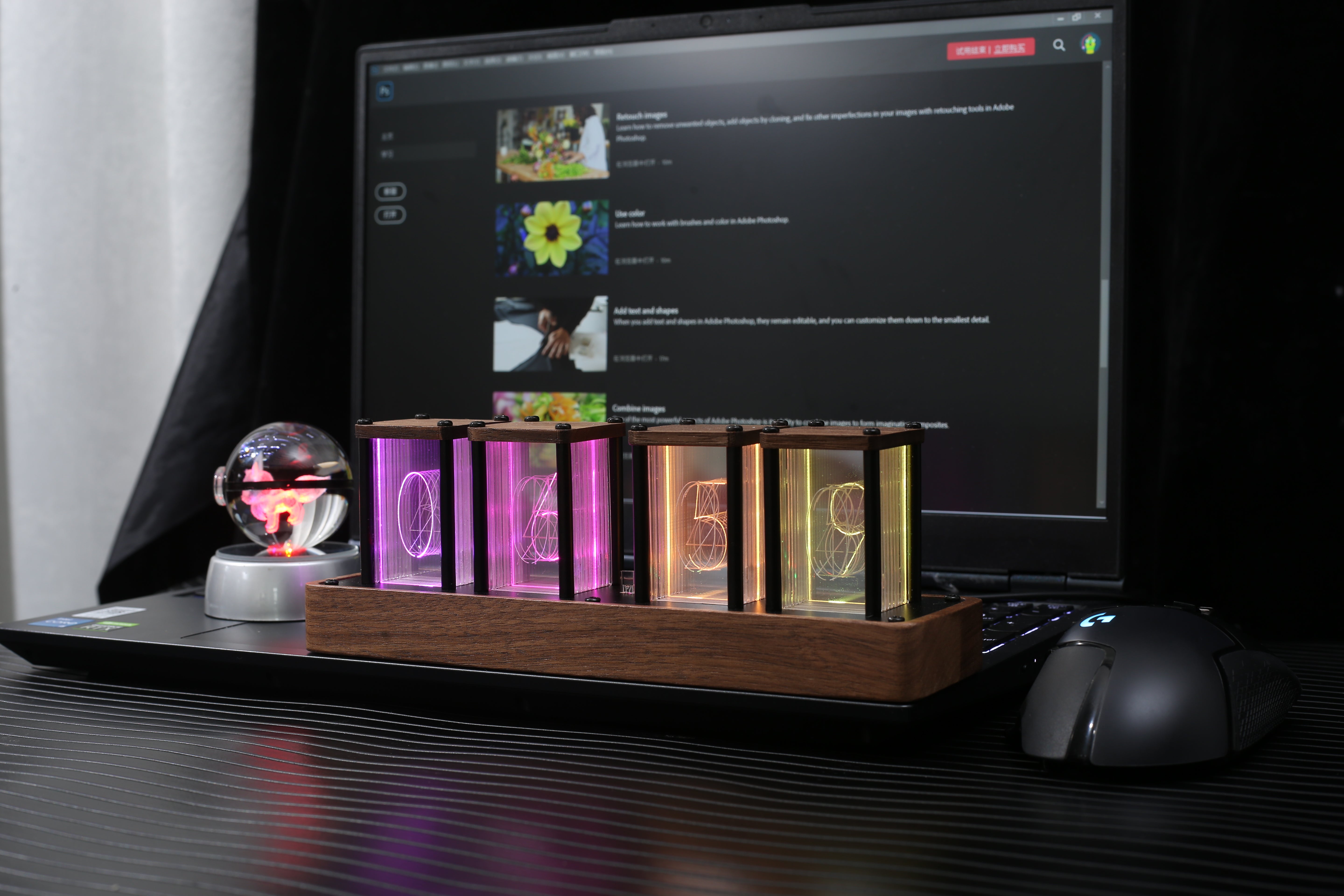 4 tube clock