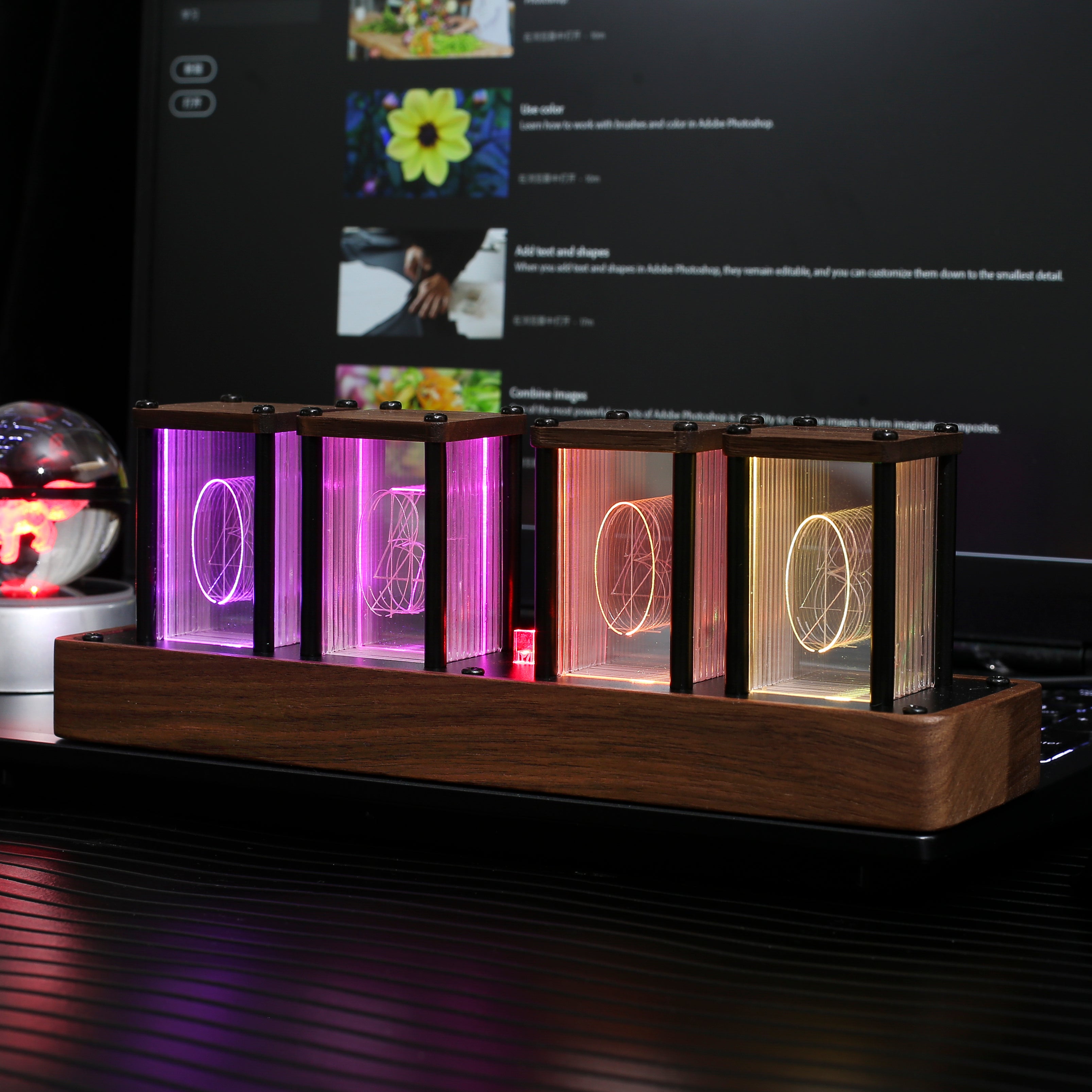 4 tube clock