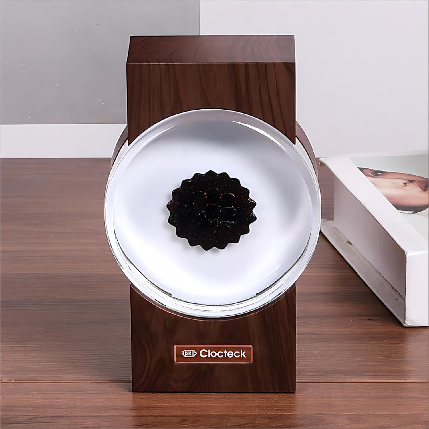ClocTeck Ferrofluid Music Visualizer walnut desk display